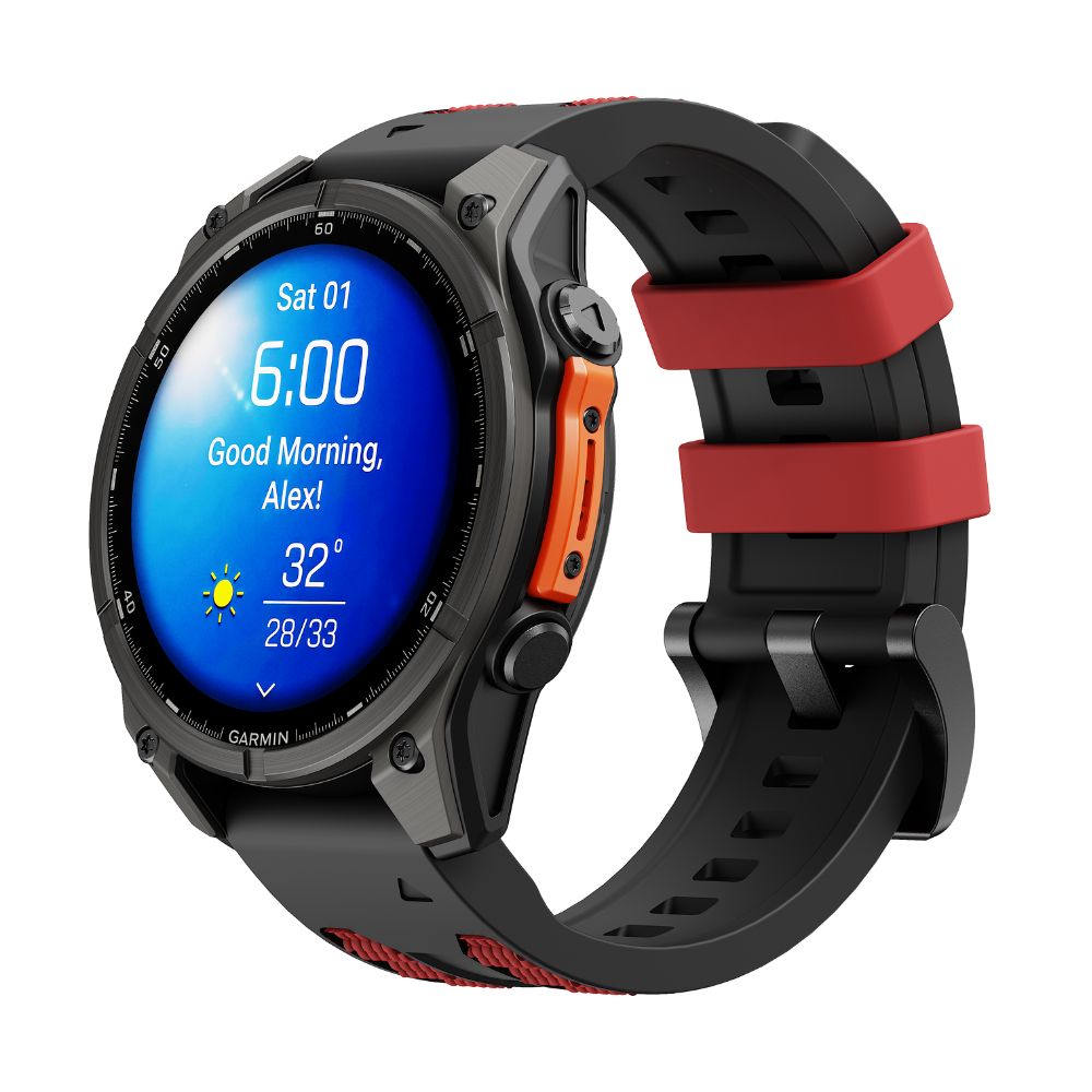 Cubenest Prémiový sportovní řemínek na Garmin Watch QuickFit 26 mm černo-červený