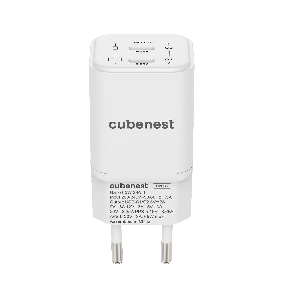 Cubenest PD GaN Nano adaptér 2xUSB-C 65W N2D65