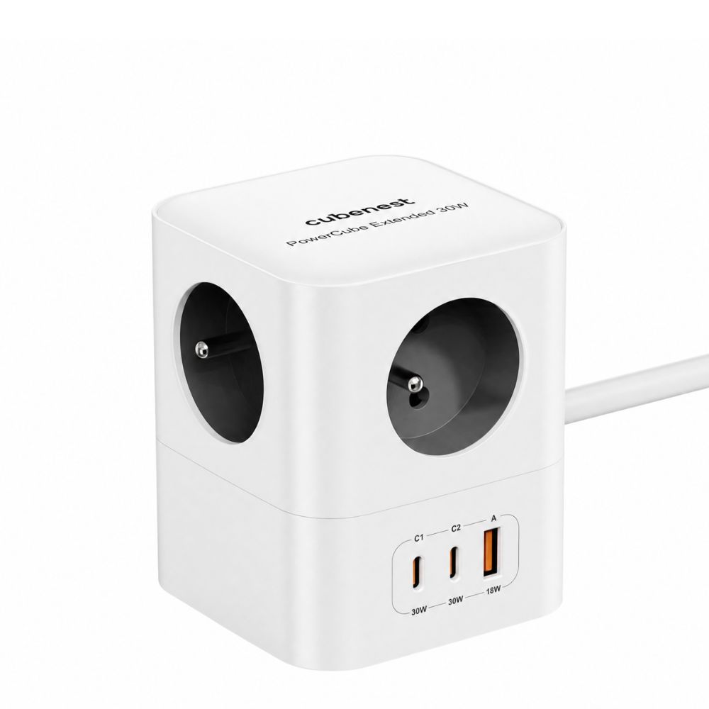 Cubenest PowerCube Extended USB A+C PD 30 W 1,5 m šedá