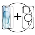 Akční set 2PACK iPhone 15 Pro - MagSafe kryt černý + ochranné sklo
