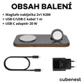 Cubenest 2v1 Bezdrátová magnetická nabíječka K200 šedá