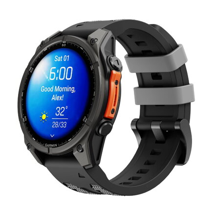 Cubenest Prémiový sportovní řemínek na Garmin Watch QuickFit 22 mm černo-šedý
