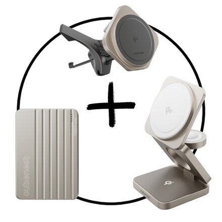 Akční set 3PACK - Qi2 MagSafe nabíječka 3v1 + Qi2 MagSafe nabíječka do auta + MagSafe powerbanka Slim 10 000 mAh