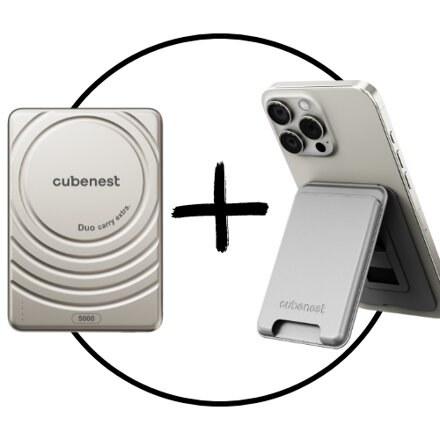 Akční set 2PACK titanový - MagSafe powerbanka SlimDuo + MagSafe peněženka