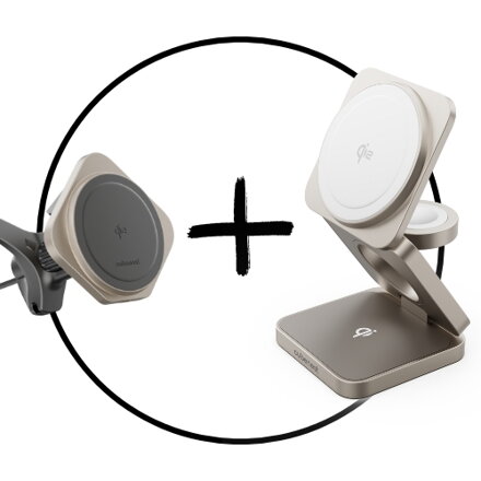 Akční set 2PACK - Qi2 MagSafe nabíječka 3v1 + Qi2 MagSafe nabíječka do auta