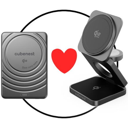 VALENTÝNSKÝ SET 2PACK černý - Qi2.2 MagSafe nabíječka 3v1 černá + Qi2 MagSafe powerbanka SlimDual černá