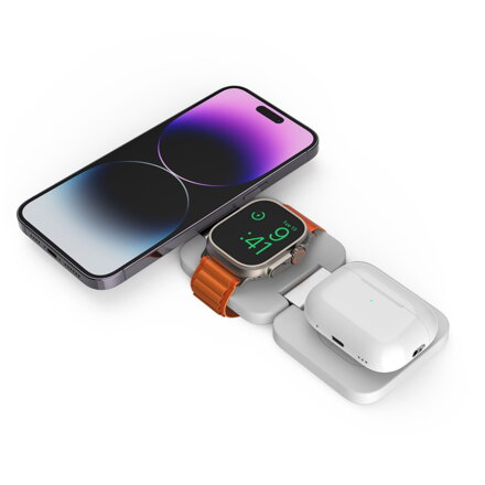 Cubenest 3v1 Skládací bezdrátová magnetická nabíječka E310 bílá
