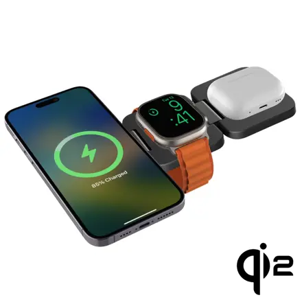 Cubenest 3v1 Qi2 Skládací bezdrátová magnetická nabíječka EQ310 šedá