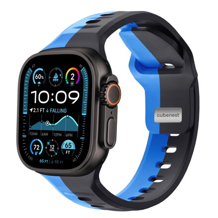 Cubenest Prémiový sportovní řemínek na Apple Watch černo-modrý