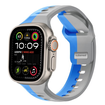 Cubenest Prémiový sportovní řemínek na Apple Watch modro-šedý