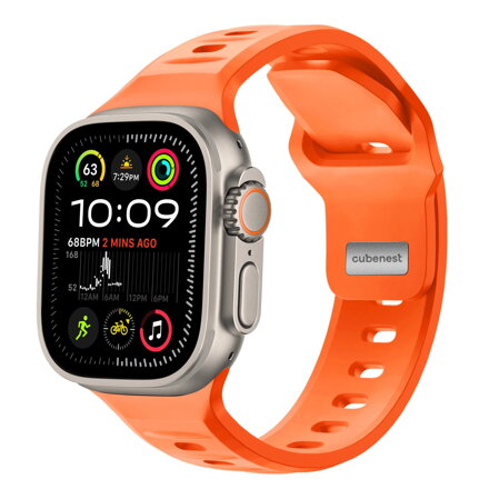 Cubenest Prémiový sportovní řemínek na Apple Watch oranžový