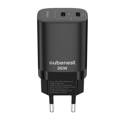 Cubenest PD GaN Adaptér 35W S2D1 černý