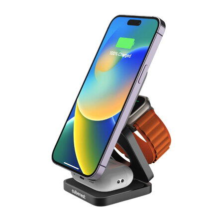 Cubenest 3v1 Skládací bezdrátová magnetická nabíječka S312 Pro černá
