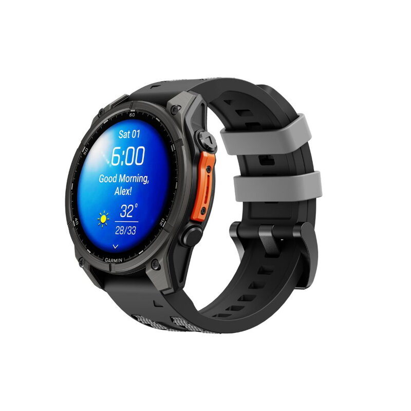 Cubenest Prémiový sportovní řemínek na Garmin Watch QuickFit 22 mm černo-šedý