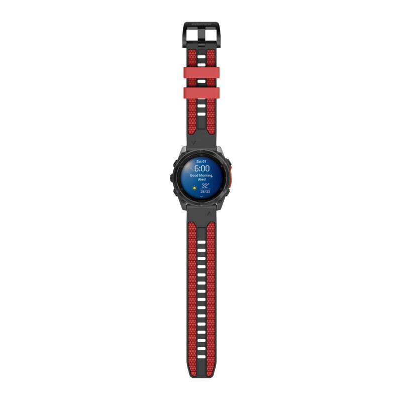 Cubenest Prémiový sportovní řemínek na Garmin Watch QuickFit 22 mm černo-červený