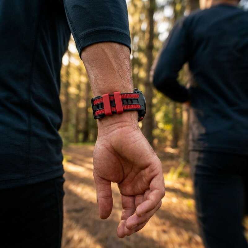 Cubenest Prémiový sportovní řemínek na Garmin Watch QuickFit 22 mm černo-červený