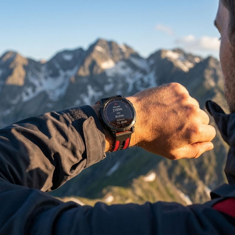 Cubenest Prémiový sportovní řemínek na Garmin Watch QuickFit 22 mm černo-červený