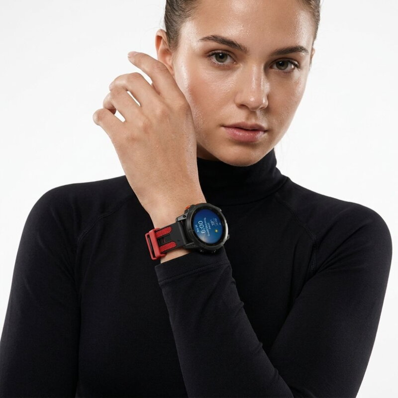 Cubenest Prémiový sportovní řemínek na Garmin Watch QuickFit 22 mm černo-červený