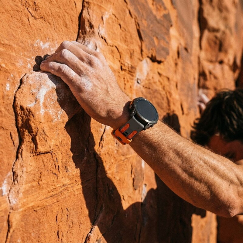 Cubenest Prémiový sportovní řemínek na Garmin Watch QuickFit 22 mm šedo-oranžový