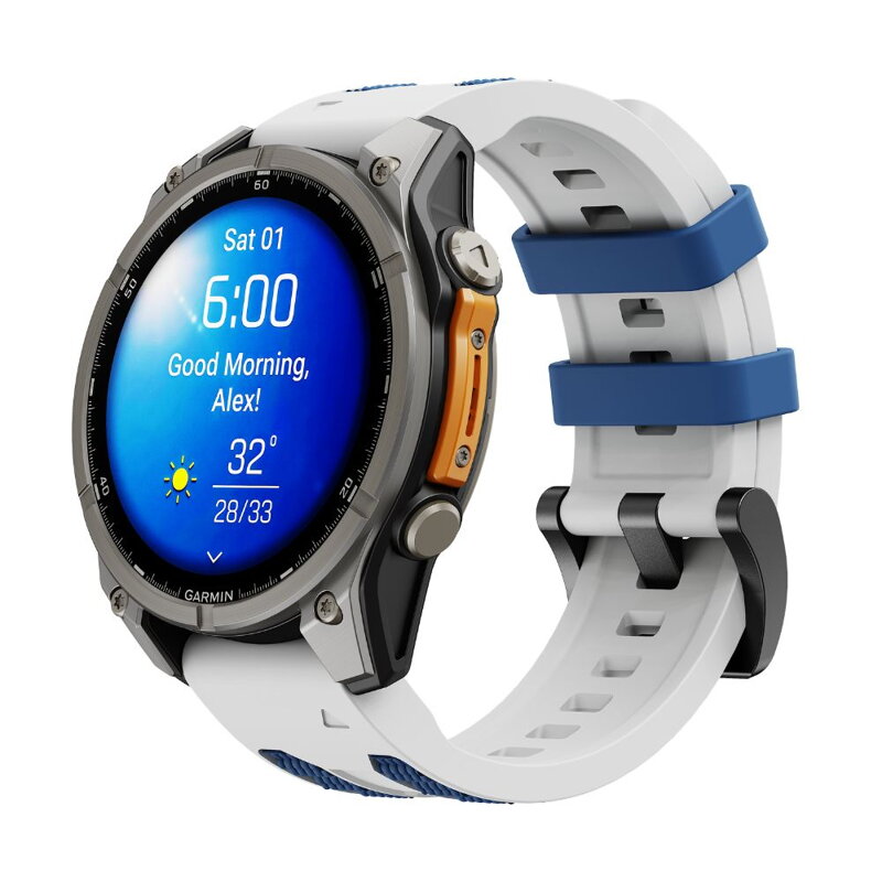 Cubenest Prémiový sportovní řemínek na Garmin Watch QuickFit 22 mm bílo-modrý