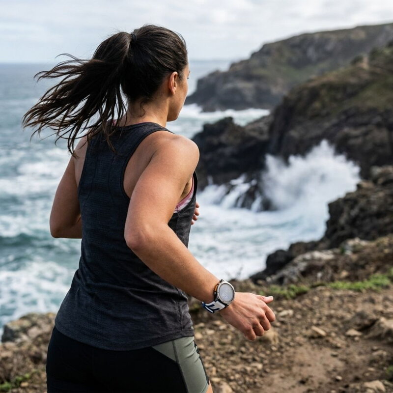 Cubenest Prémiový sportovní řemínek na Garmin Watch QuickFit 22 mm bílo-modrý