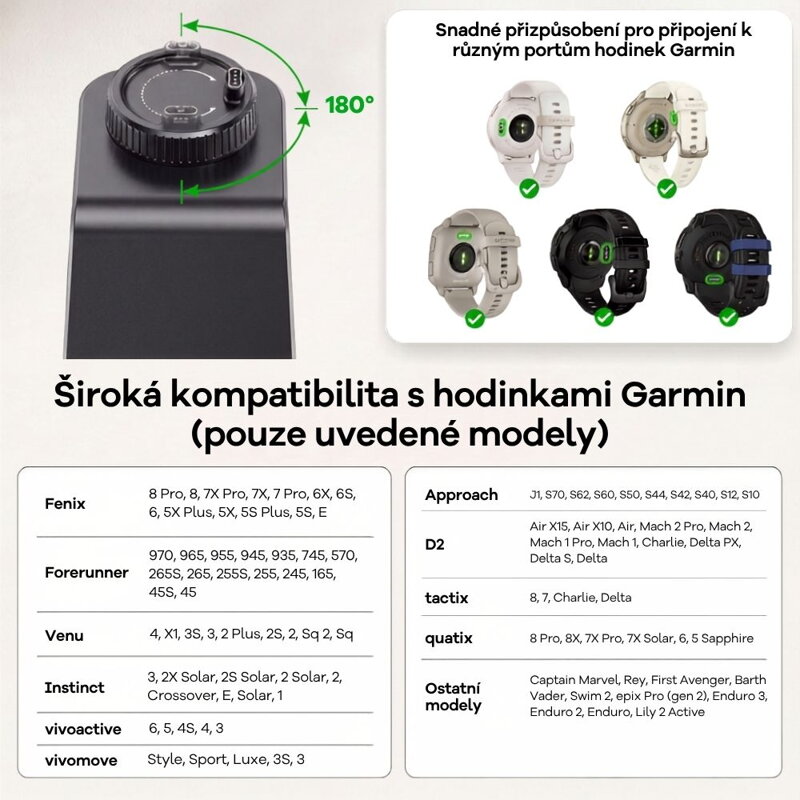 Cubenest 3v1 Qi2.2 Bezdrátová magnetická nabíječka SQ314 Garmin Watch