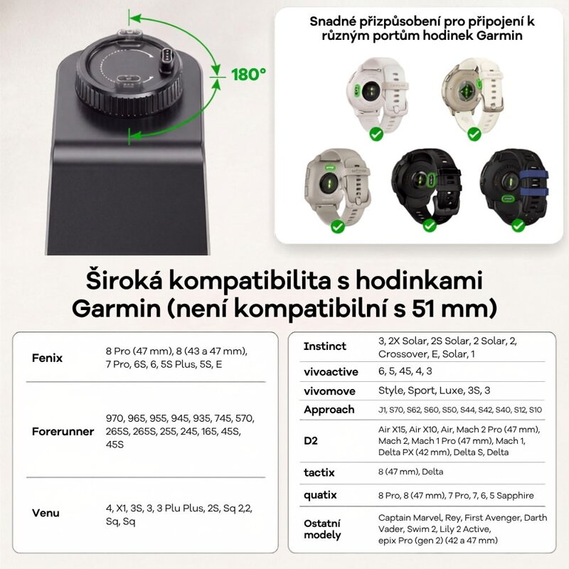 Cubenest 3v1 Qi2.2 Bezdrátová magnetická nabíječka SQ314 Garmin Watch