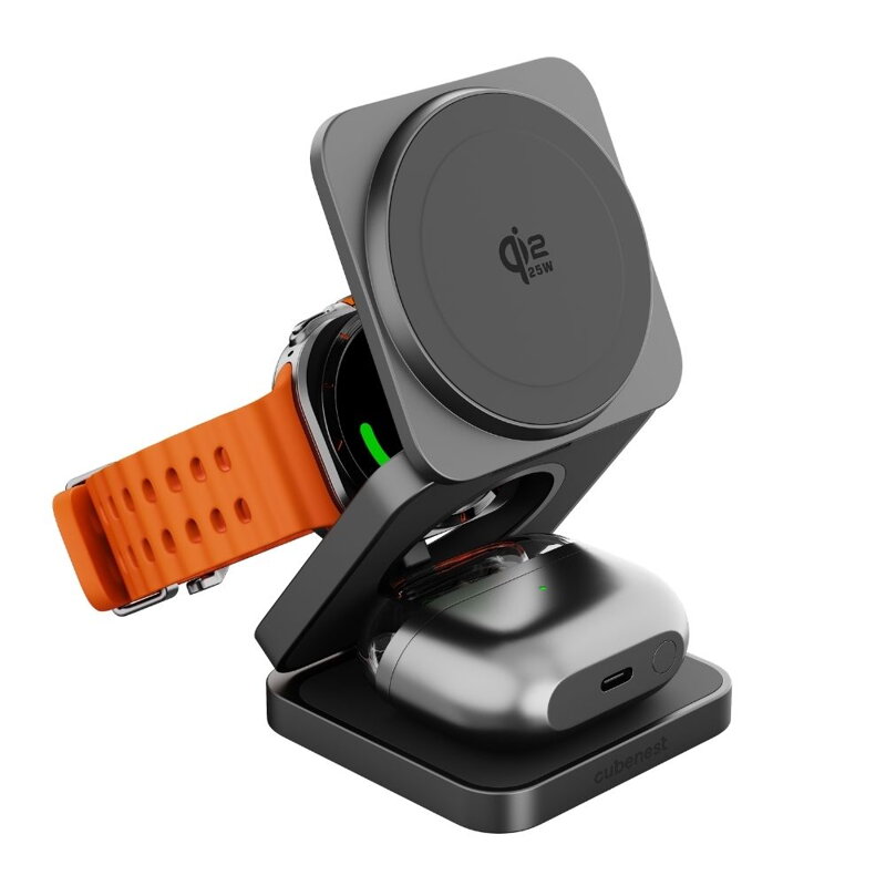 Cubenest 3v1 Qi2.2 Skládací bezdrátová magnetická nabíječka SQS312 Pro Samsung Watch