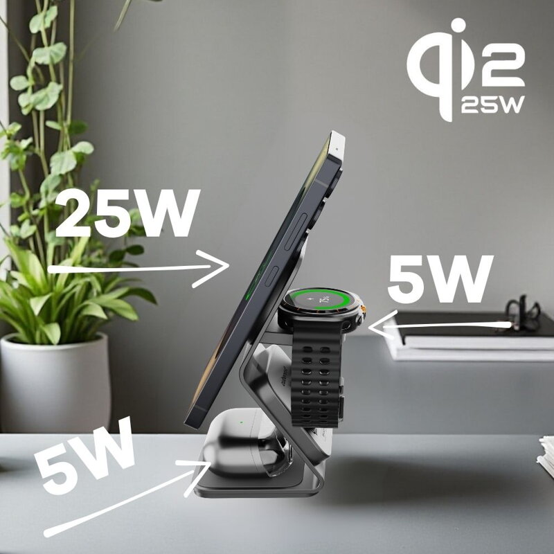 Cubenest 3v1 Qi2.2 Bezdrátová magnetická nabíječka SQS314 Samsung Watch