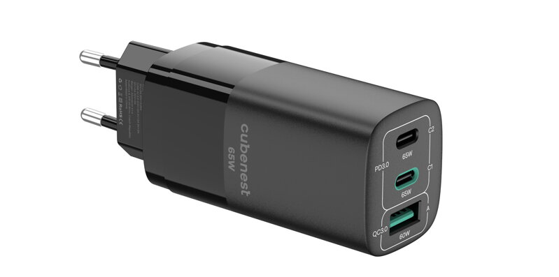 Cubenest PD GaN Adaptér 65W S3D0 černý