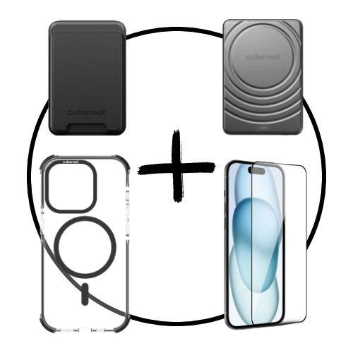Akční set 4PACK iPhone 15 Pro černý - MagSafe powerbanka UltraSlim + MagSafe peněženka + MagSafe kryt + ochranné sklo Akční set 4PACK iPhone 15 Pro černý - MagSafe powerbanka UltraSlim + MagSafe peněženka + MagSafe kryt + ochranné sklo