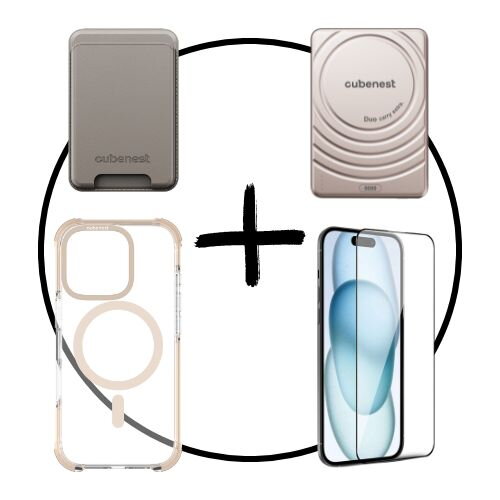 Akční set 4PACK iPhone 16 Pro zlatý - MagSafe powerbanka UltraSlim + MagSafe peněženka + MagSafe kryt + ochranné sklo Akční set 4PACK iPhone 16 Pro zlatý - MagSafe powerbanka UltraSlim + MagSafe peněženka + MagSafe kryt + ochranné sklo