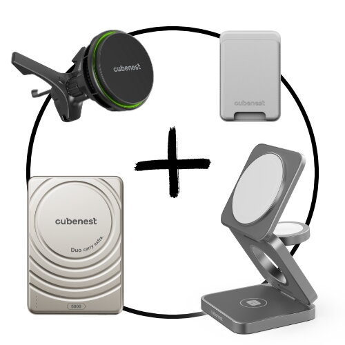 Akční set 4PACK - MagSafe nabíječka 3v1 šedá + MagSafe powerbanka UltraSlim + MagSafe peněženka + Chladící MagSafe nabíječka do auta Akční set 4PACK - MagSafe nabíječka 3v1 šedá + MagSafe powerbanka UltraSlim + MagSafe peněženka + Chladící MagSafe nabíječka do auta
