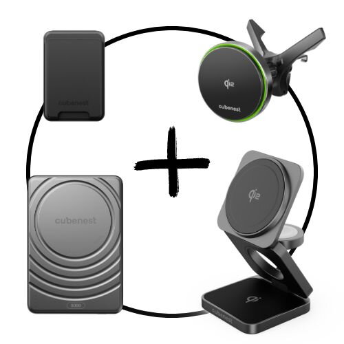 Akční set 4PACK - Qi2 MagSafe nabíječka 3v1 + Qi2 MagSafe nabíječka do auta + MagSafe powerbanka SlimDuo + MagSafe peněženka Akční set 4PACK - Qi2 MagSafe nabíječka 3v1 + Qi2 MagSafe nabíječka do auta + MagSafe powerbanka SlimDuo + MagSafe peněženka