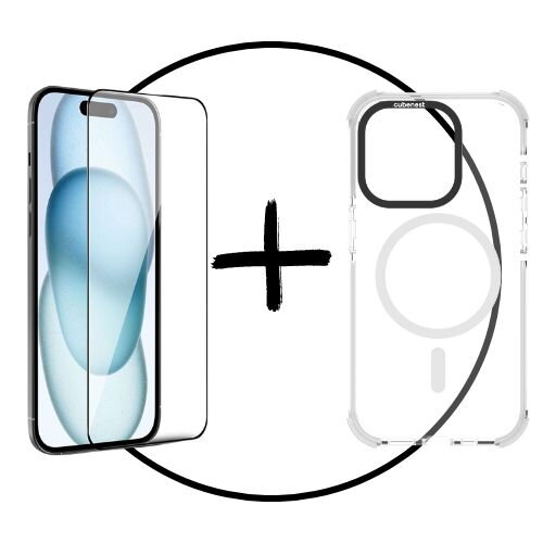 Akční set 2PACK iPhone 15 Pro - MagSafe kryt bílý + ochranné sklo Akční set 2PACK iPhone 15 Pro - MagSafe kryt bílý + ochranné sklo