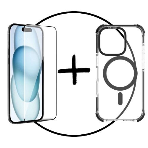 Akční set 2PACK iPhone 16 Pro - MagSafe kryt černý + ochranné sklo Akční set 2PACK iPhone 16 Pro - MagSafe kryt černý + ochranné sklo
