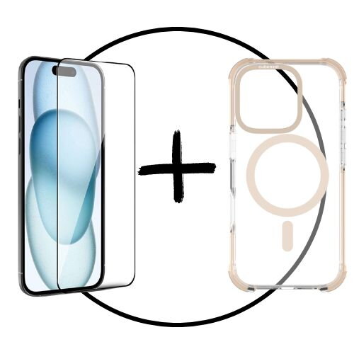 Akční set 2PACK iPhone 16 Pro - MagSafe kryt zlatý + ochranné sklo Akční set 2PACK iPhone 16 Pro - MagSafe kryt zlatý + ochranné sklo
