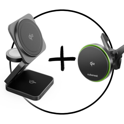 Akční set 2PACK - Qi2 MagSafe nabíječka 3v1 + Qi2 MagSafe nabíječka do auta Akční set 2PACK - Qi2 MagSafe nabíječka 3v1 + Qi2 MagSafe nabíječka do auta
