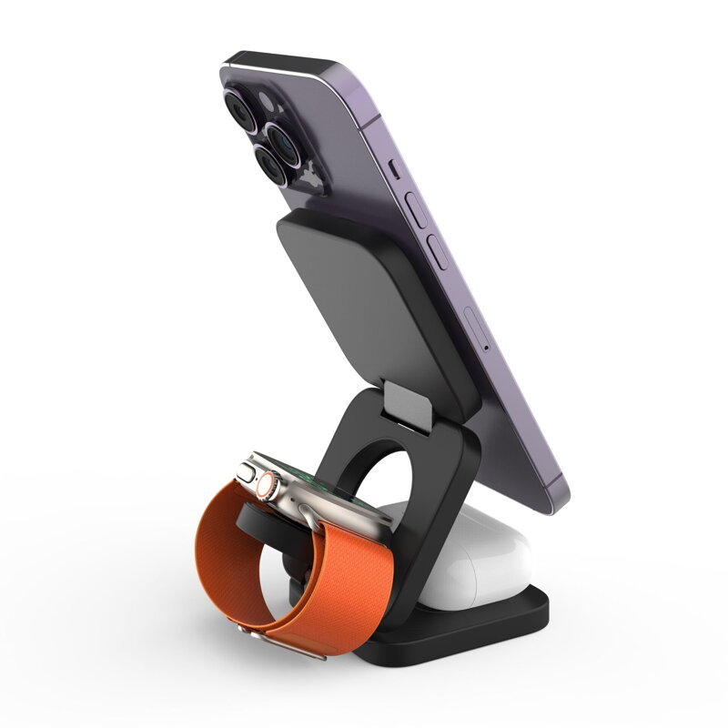 Cubenest 3v1 Skládací bezdrátová magnetická nabíječka E310 šedá