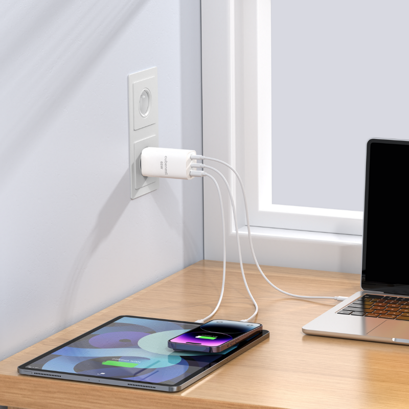 Cubenest PD GaN Adaptér 65W S3D0 bílý