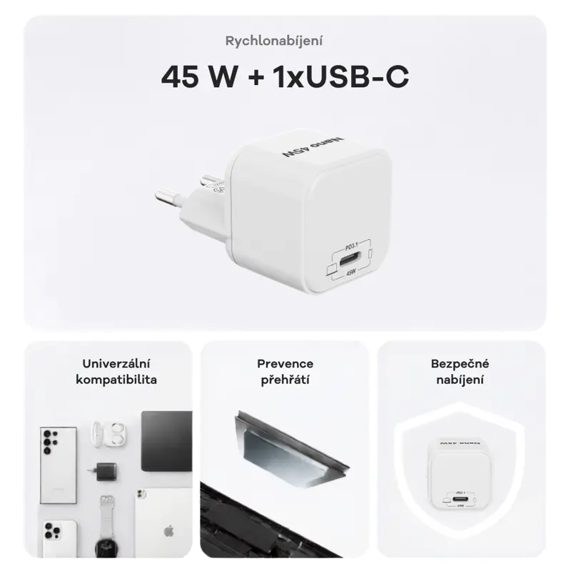 Cubenest PD GaN Nano adaptér USB-C 45W N1D45