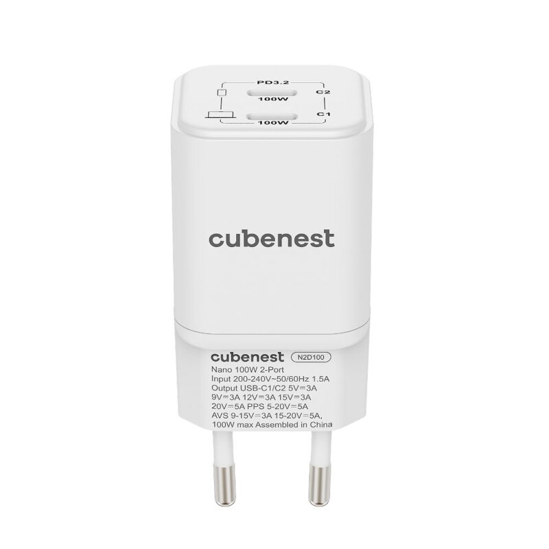 Cubenest PD GaN Nano adaptér 2xUSB-C 100W N2D100