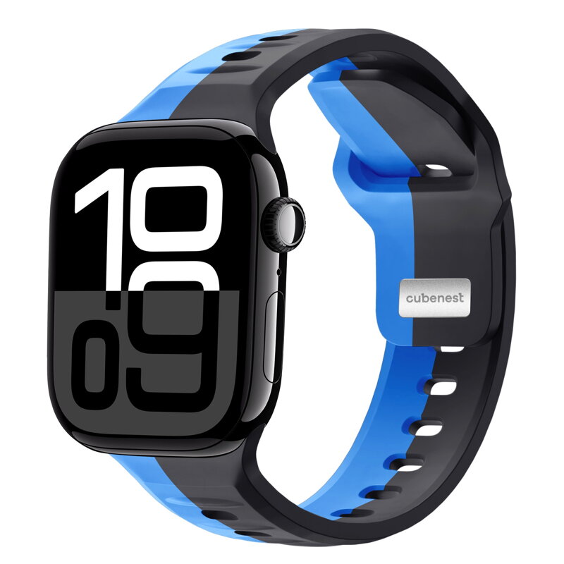 Cubenest Prémiový sportovní řemínek na Apple Watch černo-modrý