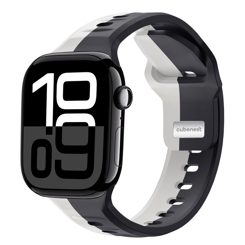 Cubenest Prémiový sportovní řemínek na Apple Watch černo-šedý