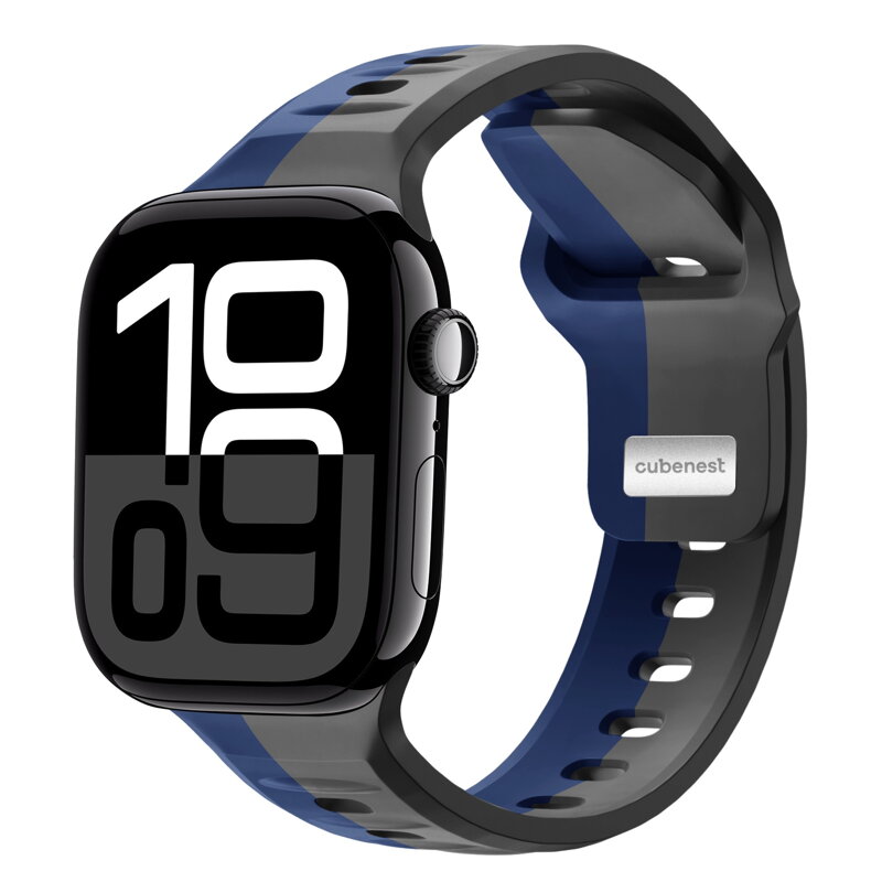 Cubenest Prémiový sportovní řemínek na Apple Watch šedo-modrý