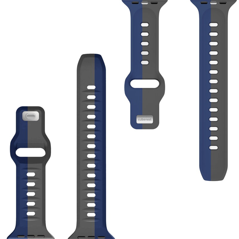 Cubenest Prémiový sportovní řemínek na Apple Watch šedo-modrý