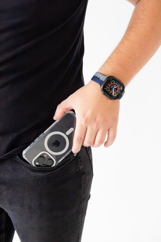 Cubenest Prémiový sportovní řemínek na Apple Watch šedo-modrý