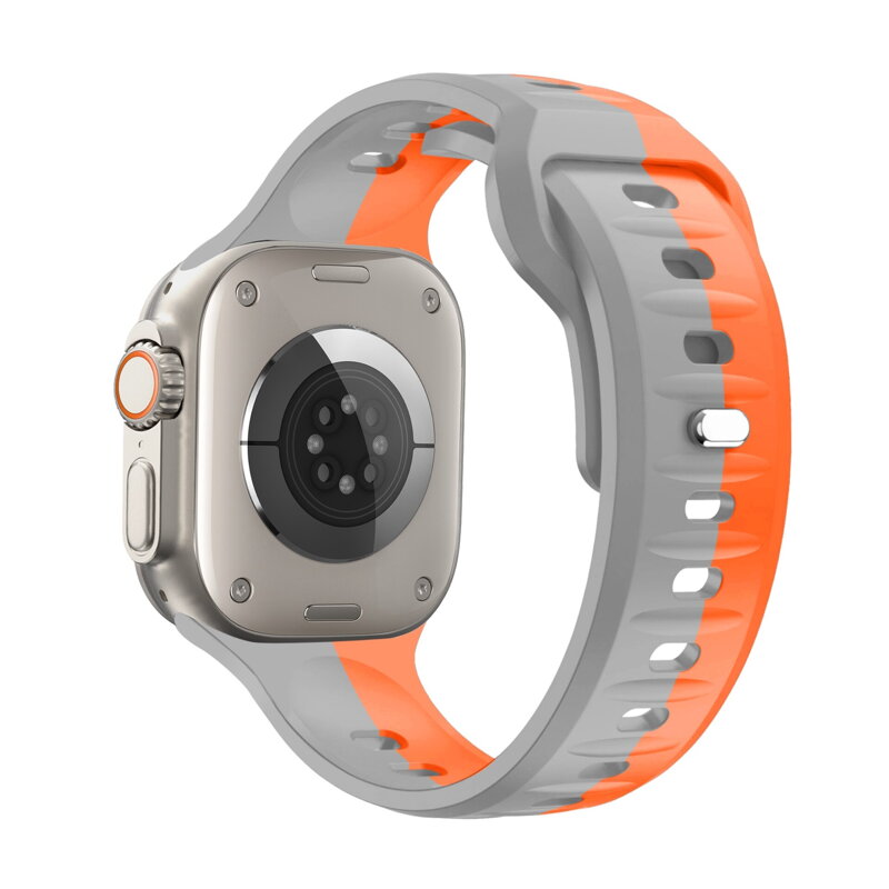 Cubenest Prémiový sportovní řemínek na Apple Watch oranžovo-šedý