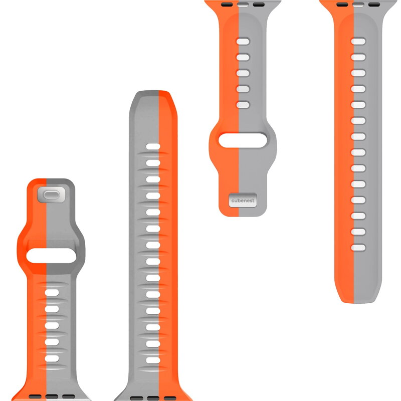 Cubenest Prémiový sportovní řemínek na Apple Watch oranžovo-šedý