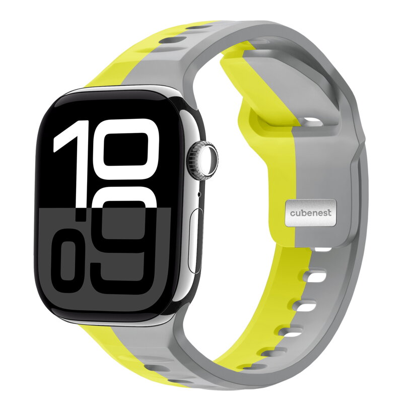 Cubenest Prémiový sportovní řemínek na Apple Watch žluto-šedý